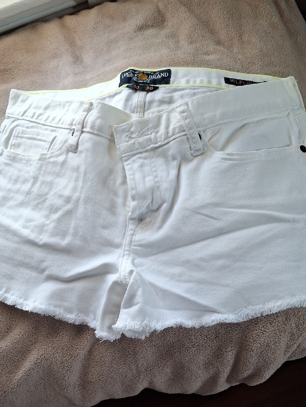 Lucky Brand White Frayed Hem Denim Shorts